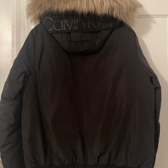 Men’s Calvin Klein Black Fur Hooded Jacket - Picture 3 of 5